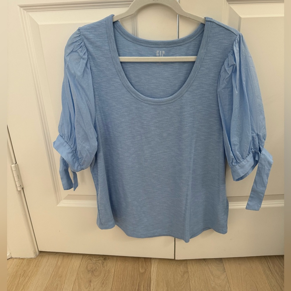 GAP puffed short sleeve cotton ribbed t-shirt with ties